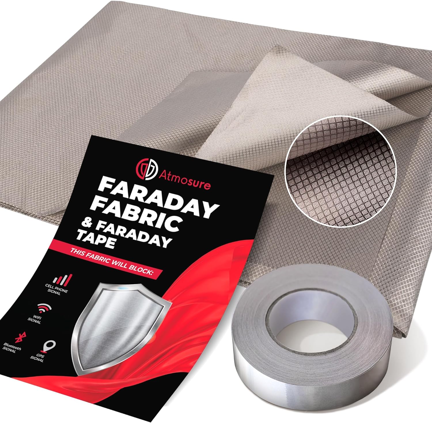 ATMOSURE Faraday Fabric (44L x 36W) + Faraday Tape (51L x 1W) — 5G  EMP Shield for Home — DIY Military Grade Faraday Cage for EMP Protection  EMF Protection