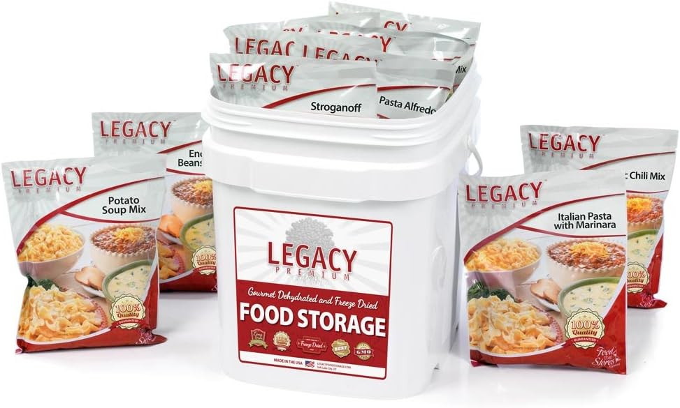 Emergency Survival Food Storage - 60 Large Servings: 16 Lbs - Freeze Dried Prepper Meals - Disaster Preparedness Supply Kit - Camping, Hiking, RV  More
